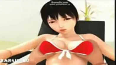 Сексуальная хентай в красном купальнике
